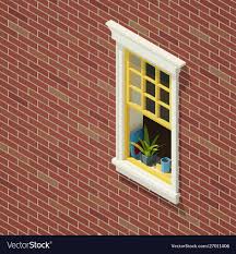 Low Poly Isometric Brick House Window