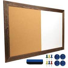 Excello Global S Excello 24 In X 36 In Dry Erase Cork Board Combo Rustic Brown