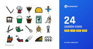 Garden Icon Pack 24 Colored Outline