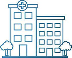 Hospital Building Icon In Blue Line Art