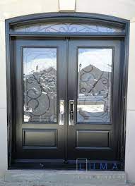 Black Steel Entry Door With Transom Luma