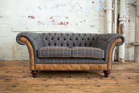 Brown Tweed Fabric Chesterfield Sofa