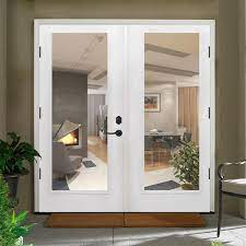 48 In X 80 In Reliant Series Clear Full Lite White Primed Right Hand Outswing Fiberglass Double Prehung Patio Door