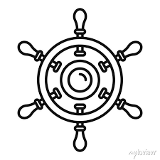 Ship Wheel Icon Outline Style Wall