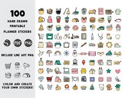100 Printable Planner Stickers Digital
