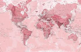 Pink World Map Wallpaper Mural Hovia Uk