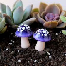 Ultraviolet Mini Mushrooms Set Of 2