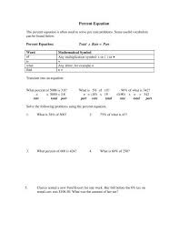 Percent Equation Worksheet Delta College