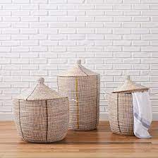 Graphic Millet Lidded Baskets West Elm