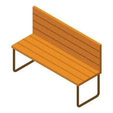 Wood Park Bench Icon Isometric Style