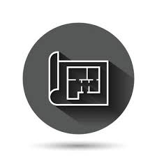 Room Plan Icon In Flat Style Blueprint