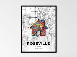 Roseville United States Minimal Art Map