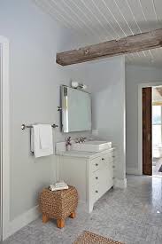 master bath with rustic wooden ceiling
