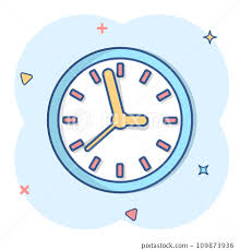 Clock Sign Icon In Comic Style Time