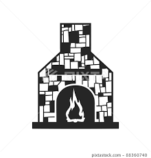 Brick Fireplace Icon Black And White