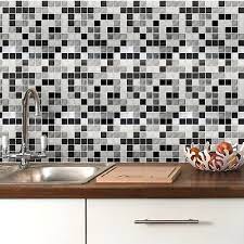8x Vinyl Mosaic Wall Tiles Black Amp