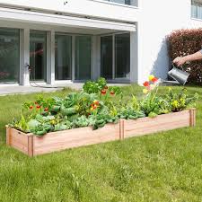 Vevor Raised Garden Bed 8 Ft X 2 Ft X 1 Ft Wooden Planter Box With Open Base Outdoor Planting Boxes Burlywood