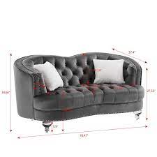 71 In Square Arm 2 Seater Nailhead Trim Sofa In Grey