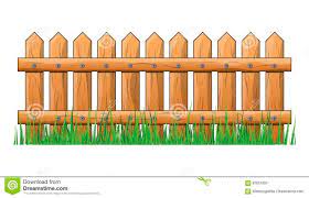 Wooden Fence With Grass Isolated Vector