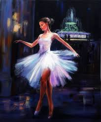 Ballerina And The Fountain Painting By