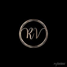 Letter R V Logo Design With Handwriting