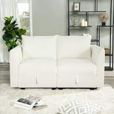Naomi Home Modern Diy Collection Color White Material Linen Style Loveseat