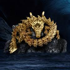 Chinese Dragon Statue Golden 3d Zodiac