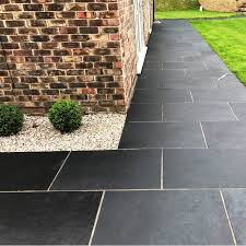 Black Limestone Sawn Edge Paving Slabs