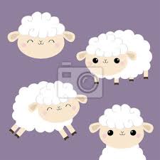 Sheep Lamb Face Head Icon Set Cloud