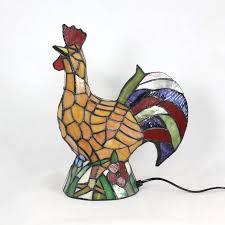 Cock Stained Glass Lamp