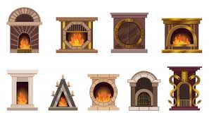 Premium Vector Set Of Home Fireplaces