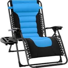 Blue Metal Reclining Outdoor Lawn Chair