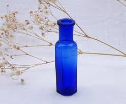 Antique Octagonal Cobalt Blue Glass