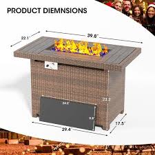 Brown Wicker Outdoor Fire Pit Table