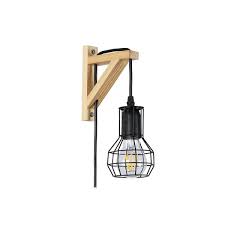 Mica Wooden Cage Hanging Wall Sconce