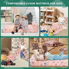 Folding Sofa Bed Floor Mattress For Kids 3 In 1 Folding Foam Mattress Kid Fold Up Sofa Futon Chair Bed Pink Cushion