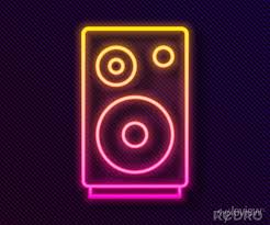 Glowing Neon Line Stereo Speaker Icon