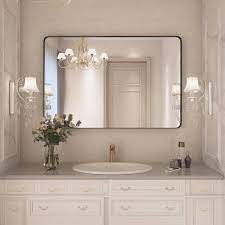 Klajowp 36 In W X 24 In H Small Rectangular Framed Wall Mounted Bathroom Vanity Mirror In Black