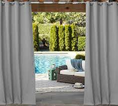 Sunbrella Solid Outdoor Grommet Curtain 50 X 124 Natural Pottery Barn