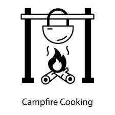 Campfire Cooking Vector Art Icons And