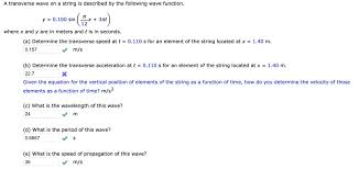 Solved Transverse Wave On String Is
