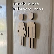 Bathroom Icon Wood Decal Air Bnb Men S