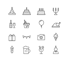 Birthday Party Event Icon Set Outline