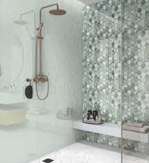 Hexagon Green Mosaic Tiled Shower Panel