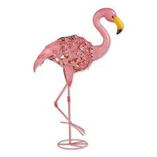 Thingz Leaning Solar Flamingo Statue