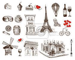 Set Of Hand Drawn French Icons Paris