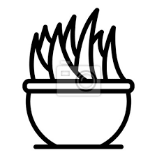 Flower In A Large Pot Icon Outline