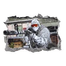 Sniper Wall Decal Smashed 3d Graphic