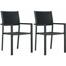 Garden Chairs 2 Pcs Black Plastic