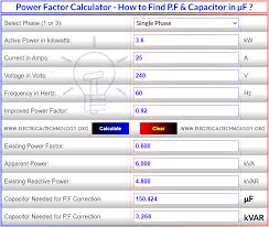 Power Factor Calculator Find P F